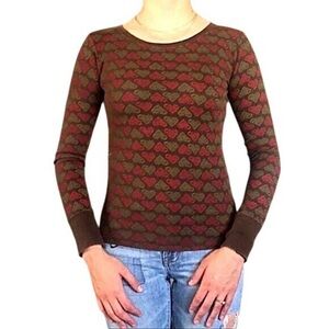 Chic Heart Patterned Long Sleeve Top